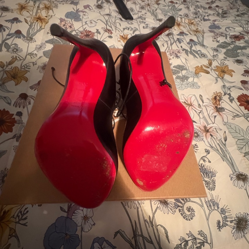 Black Stiletto Heels with Red Soles